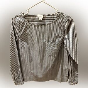 J.Crew Black & White Striped Long Sleeve Cotton Top – Small